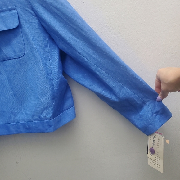 Vintage Crop Linen Blazer Jacket NWT Size 12P Button Up - Picture 6 of 11